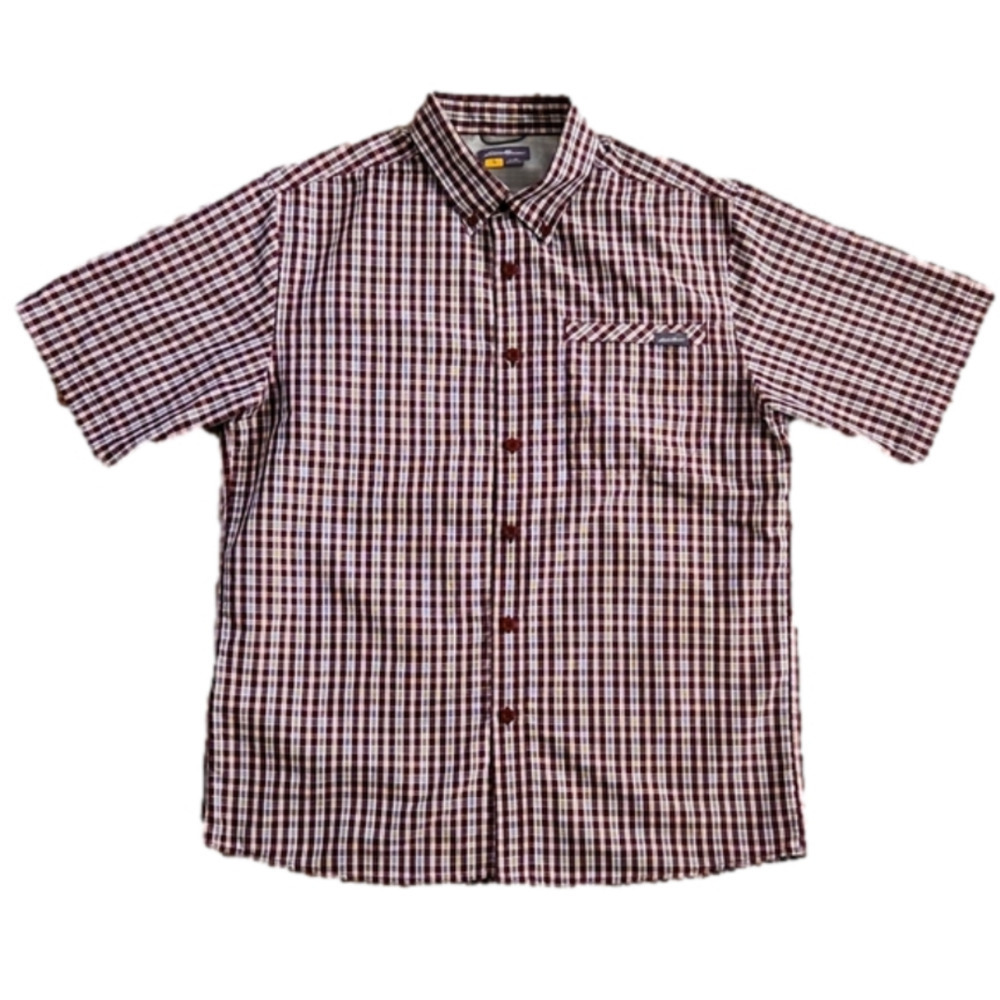 3/$20 Eddie Bauer Maroon Plaid Button Down Shirt